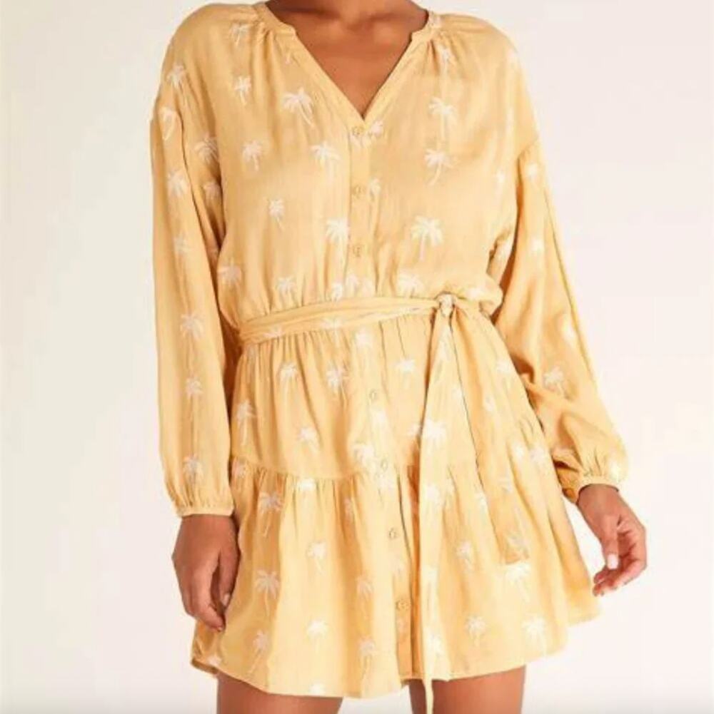 Z Supply Women's Easy to Love Palm Mini Dress Size S Button Up Vacation Resort